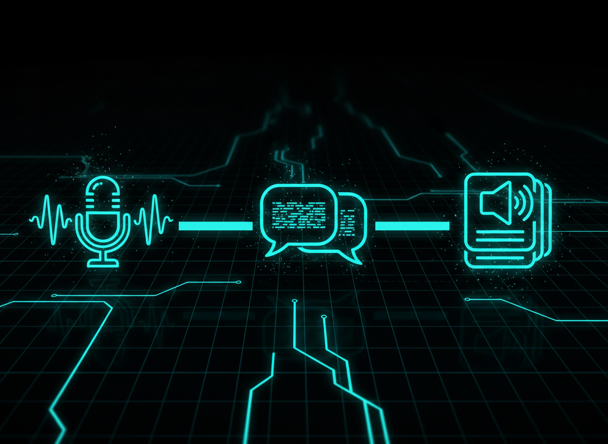 TalkBuoy's flow: a microphone listening, understanding what was said, then speaking a suggestion back
